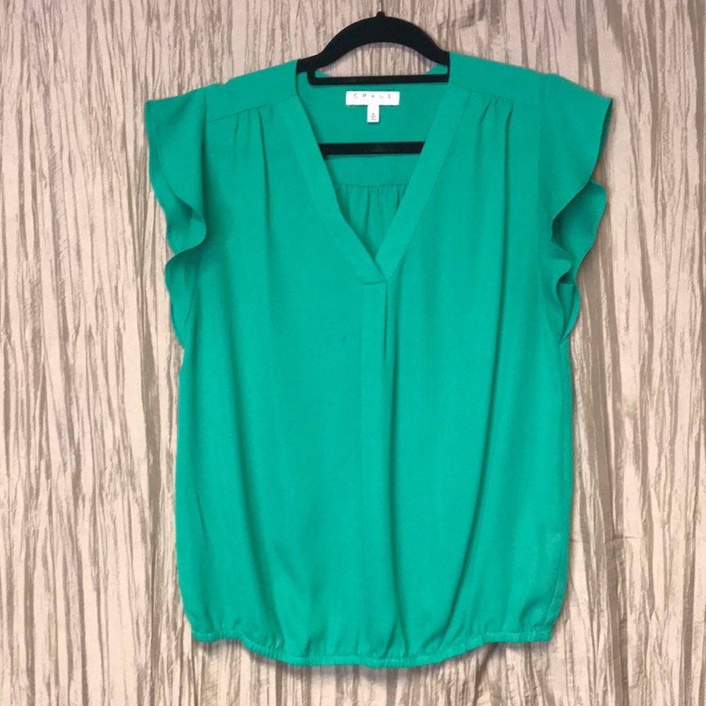 Woman’s v neck blouse with gathered waist cap sleeves (Sum226)